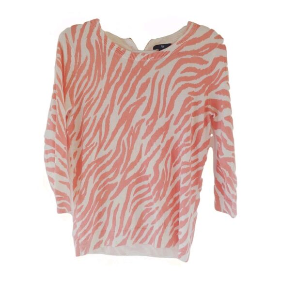 Gap Zebra Print Pink White Zip Back Sweater y2k bright print Small - Picture 1 of 6